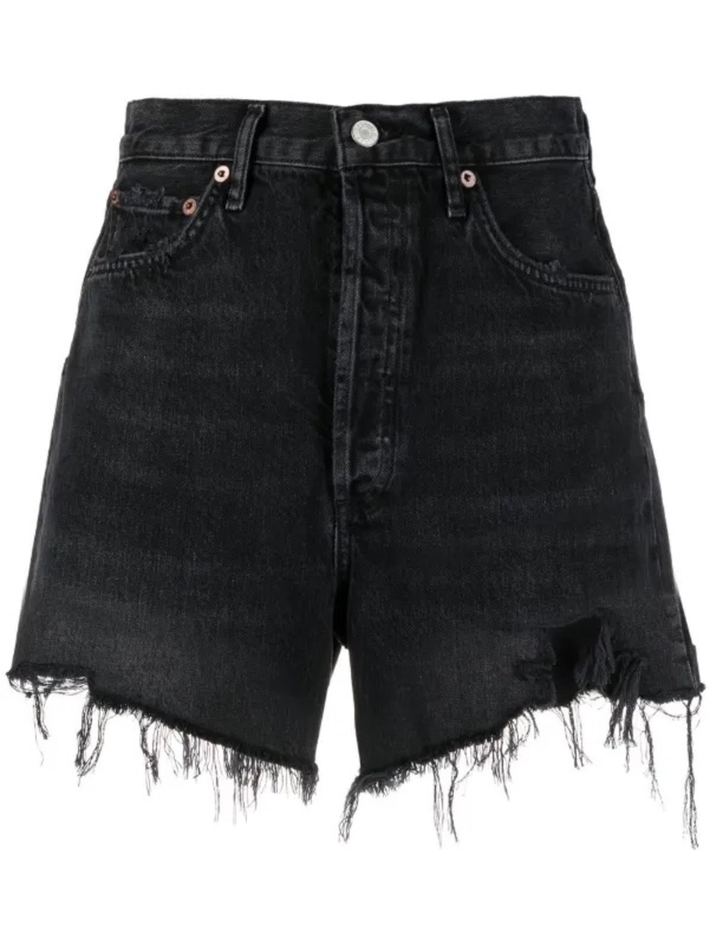 Agolde Black Distressed Denim Cutoff Shorts